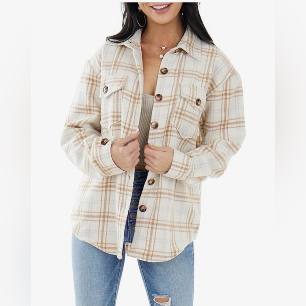 Plaid Button-Up Shirt Jacket
